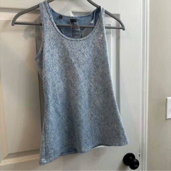 Gymshark Fleur Texture Cross-Back Sports Tank Women's sky blue Athletic Top sz S - Picture 3 of 7